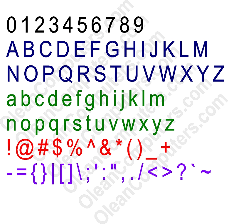 Arial font Graphics - Click Image to Close